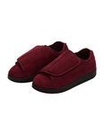 Women’s Double-Extra Wide Easy Closure Slipper for Seniors - Wine/Black 10