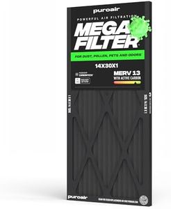 PuroAir MegaFilter - 14x30x1 Air Filter MERV 13 Activated CarbonTech Defense - Heavy Duty 3 Layer Furnace Filters Allergens, Pollen, Dust, Pet Dander, Smoke, Odors - HVAC Air Filter 14x30x1 (4-Pack)