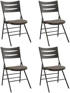 MECO Sudden Comfort Destiny 3 Slat Back Padded Folding Chair with Contoured Backrest and Steel Frame for Indoor or Outdoor Events, Cinnabar (Set of 4)