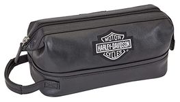 Harley Davidson Leather Toiletry Kit, Black, One Size