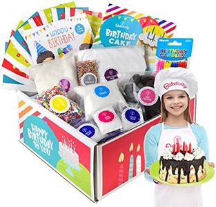 Baketivity DIY Birthday Cake Decorating Set for Girls and Boys. Box Includes All Pre-Measured Ingredients, Birthday Candles, Chef Hat and Apron. Perfect for Birthday Gift for Kids, Teens, and Adults.