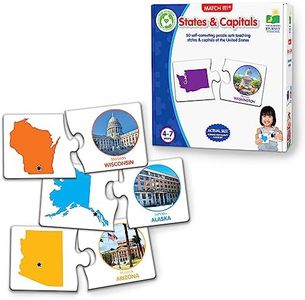 The Learning Journey: Match It! - States & Capitals - Puzzle of States and Capitals Flash Cards - 50 Two-Piece Self-Correcting Puzzle Cards - Award Winning Toys