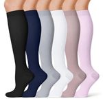 Foaky Compression Socks for Women and Men ,6 Pairs Compression Socks Best for Athletic ,Nursing, Running ,Flight Travel (UK, Alpha, S, M, Regular, Regular, 6Pairs-Black/Navy/Gray/White/Red/Pink)