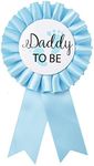 "Daddy to Be" Tinplate Badge Pin - Baby Shower Button New Dad Gifts Gender Reveals Party Baby Boy Blue Rosette Button Baby Celebration (Light Blue)