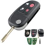 Heart Horse 4 Button Car Key Fob Case Replacement Compatible with Jaguar X S Type XJ XJR XJ8 XK XF Remote Control Flip Folding Key Shell Case Accessories with 433Mhz 4D60 Chip (FCCID:NHVWB1U241)