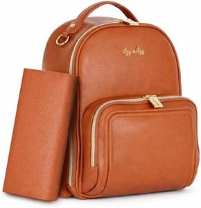 Itzy Ritzy Small Baby Changing Bag Backpack | Compact Nappy Bag with Changing Mat | Little Adventures, Perfectly Organised | Insulated Bottle Holders & Pram Straps | Diaper Rucksack for Mum (Cognac)