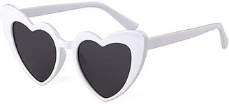 Jubilant Heart Shaped Polarized Sunglasses for Women Girls Vintage Goggle Mod Sunglasses Shades (White Grey_One Size) - Pack of 1