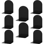 Lulonpon 8pcs Book Ends, Black Bookends, Non-Skid Book End, Metal Bookends for School Library and Desktop Organizer, Acrylic Book Ends for Book Shelves