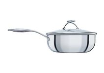 Circulon SteelShield C Series Stainless Steel Deep Frying Pan with Lid 24cm / 3.3L - Induction Saute Pan with Lid & Metal Spoon - Hybrid Non Stick, Metal Utensil Safe & Dishwasher Safe Cookware