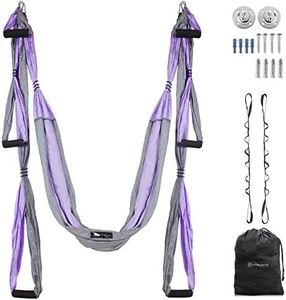 UpCircleSeven Aerial Yoga Swing Set Ceiling Mount Accessories, Purple/Grey