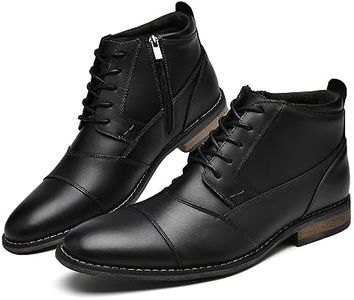 Arkbird Mens Oxford Leather Dress Boots Classic Cap Toe Side Zip Mid Top Casual Ankle Boots for Men