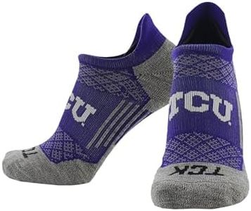 TCU Horned Frogs Socks No Show Sock with Tab | Men’s Women’s Running Golf Performance Ankle Socks | NCAA Licensed College Fan Gameday Apparel Merchandise Gear (Large) - TCU Horned Frogs,Large