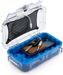 Evergreen 56 Clear Waterproof Dry Box Protective Case Colored Rubber Insert - Travel Safe/MilSpec/USA Made - Tackle Organization of Cameras, Phones, Camping, Fishing, Travel, Water Sports (Blue)