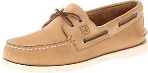 Sperry Men's Authentic Original 2-Eye Leather Boat Shoe, Oatmeal, 11 M US