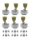 Metallor Vintage Guitar String Tuning Pegs Tuning Machines Tuning Keys Machines Heads Tuners Compatible with Les Paul LP SG Style Electric Guitar 3 Left 3 Right, Chrome with Tulip Button.