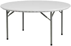 Flash Furniture Kathryn 5-Foot Round Granite White Plastic Folding Table, Commercial Grade Round Table for 8 Guests