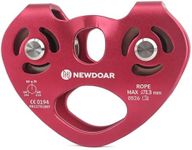 NewDoar CE Certified 28KN Tandem Double Speed Pulley Heart-Shaped Dual Pulley Zip Line Rescue Cable Trolley up to 13 mm Ropes for Climbing, Rescue Lifting(Red)