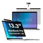 SenseAGE Magnetic Privacy Screen Protector for MacBook Pro 13" with Webcam Cover Slider, Bubble-Free, Anti-Glare, Anti-Blue Light, Easy Install, Durable, Compatible with MacBook Pro 13" (2016) (M1/M2)