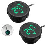 Hoembpn 2pcs DC 4V-100V Car LED Digital Voltmeter Display Waterproof, Voltage Monitor Battery Voltage Tester For Motorcycle Boat Truck Camper Caravan ATV UTV Marine(Green)