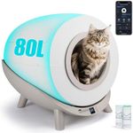 Nobleza Self Cleaning Cat Litter Tray, 80L Extra Large Automatic Cat Litter Tray Robot APP Control, Electric Smart Litter Box for Multiple Cats, Includes Trash Liner, 20cm Lower Entry