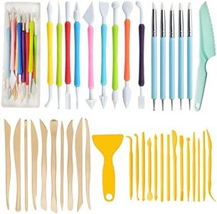 Langqun 41pcs Plastic Polymer Clay Art Tools Set for Kids Adults,Knives Pottery Tools,Ceramic Supplies for Engraving, Embossing, Shaping,Sculpting,Modeling