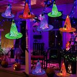 welodorir Halloween Decorations Glowing Witch Hat, 8Pcs Hanging Glowing Witch Hats Light-Emitting String Lights for Outdoor Gard Tree Yard Party Decor