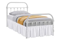 LINEN BEDDING White Solid RVKing Ruffled Bed Skirt 18 Inch Drop Split Corner with Platform Bed Skirt Easy Fit Gathered Style, 3 Sided Ruffle Bed Skirt RV King Size White