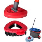 1 Pack Scrub Brush Head with 1 Pack Mop Base Compatible with Vileda O Cedar EasyWring 2-Tank Spin Mop System, Only for 2 Tank, Not for 1 Tank