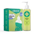 Cleevo Dishwash Liquid Gel-Bottle Pack (2 Litres) | Organic Liquid Dishwashing Gel for Oil stains & Burnt Residues | Pet-friendly & Child Safe Liquid Gel | Natural Powder To Liquid Dishwash Gel (Lime)