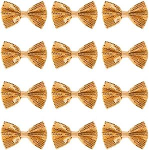 Man of Men Gold Bow Tie for Men - Sequin Bow Ties for Men - Pre-tied Adjustable Length Bowtie, Many Colors to Choose From - 12pk