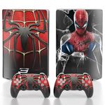 Khushi D�cor Marvel Spider Man UV 3M Vinyl Sticker Decals for Playstation 5 Disk Version Console and Two Dual Sense 5 Sticker Skins Black PS5 Skin Console and Controller Design [Video Game]