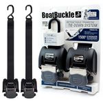 BoatBuckle G2 Stainless Steel Retractable Transom Tie-Down (Black), 1 Pair