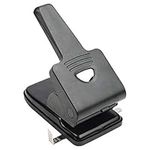 Belle Vous Extra Heavy Duty 2 Hole Punch - 70 Sheet Capacity - Distance Between Holes - Black Desktop Hole Puncher with Lock Down Handle - Suitable for The Home, Office and School (Black)