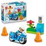 LEGO DUPLO Blue Police Motorcycle - Educational Motor Skills Toy for Toddlers - incl. a Motorbike, Officer Figure, Traffic Lights - Birthday Gift for 2+ Year Old Boys & Girls - 10471