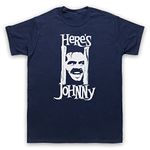 My Icon Art & Clothing Here's Johnny Jack Nicholson Shin Horror Film Novel Mens T-Shirt, Navy Blue, XL