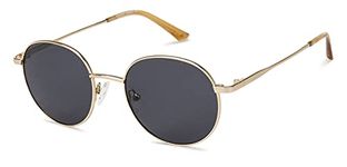 VINCENT CHASE EYEWEAR Unisex Round Polarized Sunglasses Gold Frame Grey Lens (Medium)