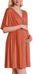 Ekouaer Labor and Delivery Gown for Hospital Maternity Nursing Dress Nightgown Pajamas for Breastfeeding Orange S