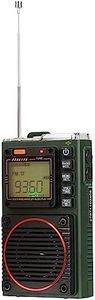 Retekess TR111 Shortwave Radio, Pocket Radio with Bluetooth, AM FM SW VHF WB, TF, Recording, Clock, Alarm, Sleep Timer, SOS, Flashlight