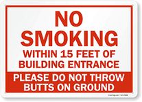 SmartSign by Lyle S-9724-15-PL-14 "No Smoking Within 15 Feet of Building Entrance" Plastic Sign, 10" x 14", Red on White