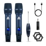 Audio Array AM-W34 UHF Dual Wireless Premium Metal Microphones | 800mAh 6-8 Hours Receiver Battery Backup | Range up to 50M | Karaoke Singing, Wedding, Church | PA System, Amplifier, Mixer, Party Box