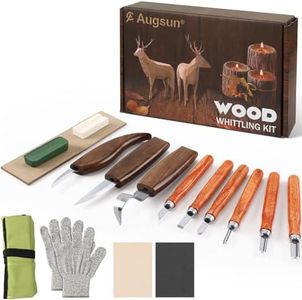 AUGSUN Wood Carving Kit, 17 Pack Wood Whittling Kit Hand Carving Knife Tools Set for DIY Sculpture Carpenter Experts & Beginners