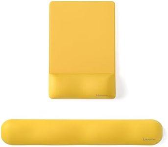 UnivoColors Design-Wave Set of Keyboad Wrist Rest & Mouce Pad,Artificial Sheepskin+Memory Foam+Ergonomic+Anti-Slip Gel, Resilience Support During Work and Gaming,Keyboard Accessory,Yellow