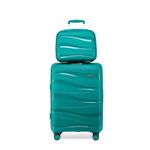 Kono Suitcase Sets of 2 Piece Lightweight Carry On Hand Cabin Luggage Polypropylene Hard Shell Suitcase with 4 Wheels Travel with Beauty Case