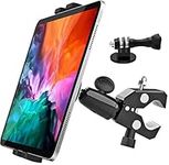 Oilcan Tablet Handlebar Holder with 1/4" Camera Adapter, Microphone Spining Bike Treadmill Handlebar Mount for iPad Mini Air Pro, iPhone, Galaxy (4-12.9") and Action Camera Tripod Gopro etc