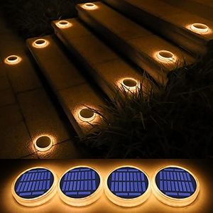Solar Deck Light, Big Solar Charging Panel, Solar Step Lights Outdoor Waterproof LED, Warm White Dock Light for Step, Deck, Fence, Pathway, Driveway, Garden(4 Pack)