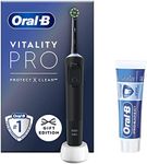 Oral-B Vitality Pro Electric Toothbrushes For Adults, 1 Handle, 1 Toothbrush Head, 3 Modes Including Sensitive Plus + Pro-Expert Toothpaste, 2 Pin UK Plug, Black