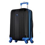 Olympia U.S.A. Apache Expandable Lightweight Hardside Carry-on and Luggage Set with Double 4 Wheels Spinner Travel Suitcase, Black/Blue, 22-Inch Carry-On, Hardside Expandable Carry-on Luggage with