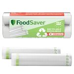 FoodSaver Vacuum Sealer Rolls| Recyclable & Reusable Food Bags | Keeps Food Fresh up to 5x Longer | BPA-Free | 2 x Freezer & Simmer-Safe Vacuum Rolls (28 cm x 3 m)