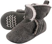 Hudson Baby Unisex Baby Cozy Fleece and Faux Sherpa Booties, Heather Charcoal, 12-18 Months Infant