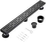 muschbath 48 Inch Linear Shower Drain, Matte Black Shower Drain,Removable Grate, 304 Stainless Steel, Easy to Install and Clean for Bathrooms (Drain Base Not Included), LSD-01A-48B